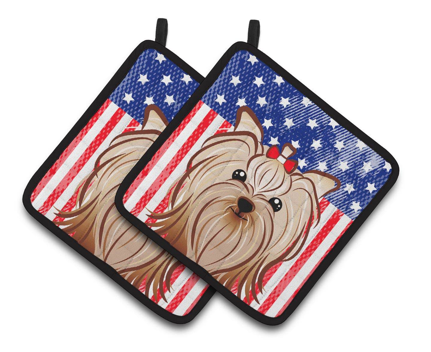 American Flag and Yorkie Yorkishire Terrier Pair of Pot Holders BB2134PTHD - the-store.com