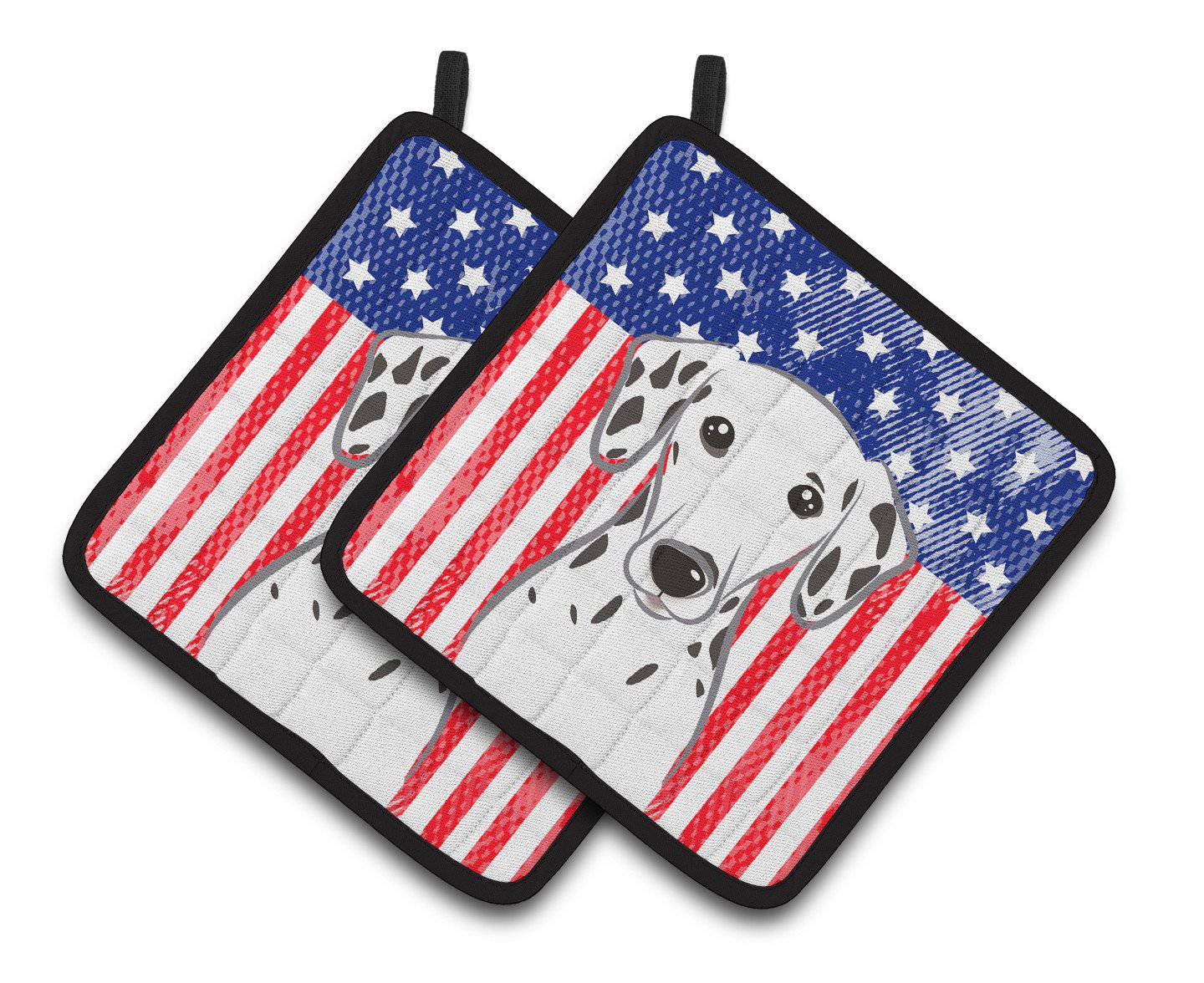 American Flag and Dalmatian Pair of Pot Holders BB2140PTHD - the-store.com