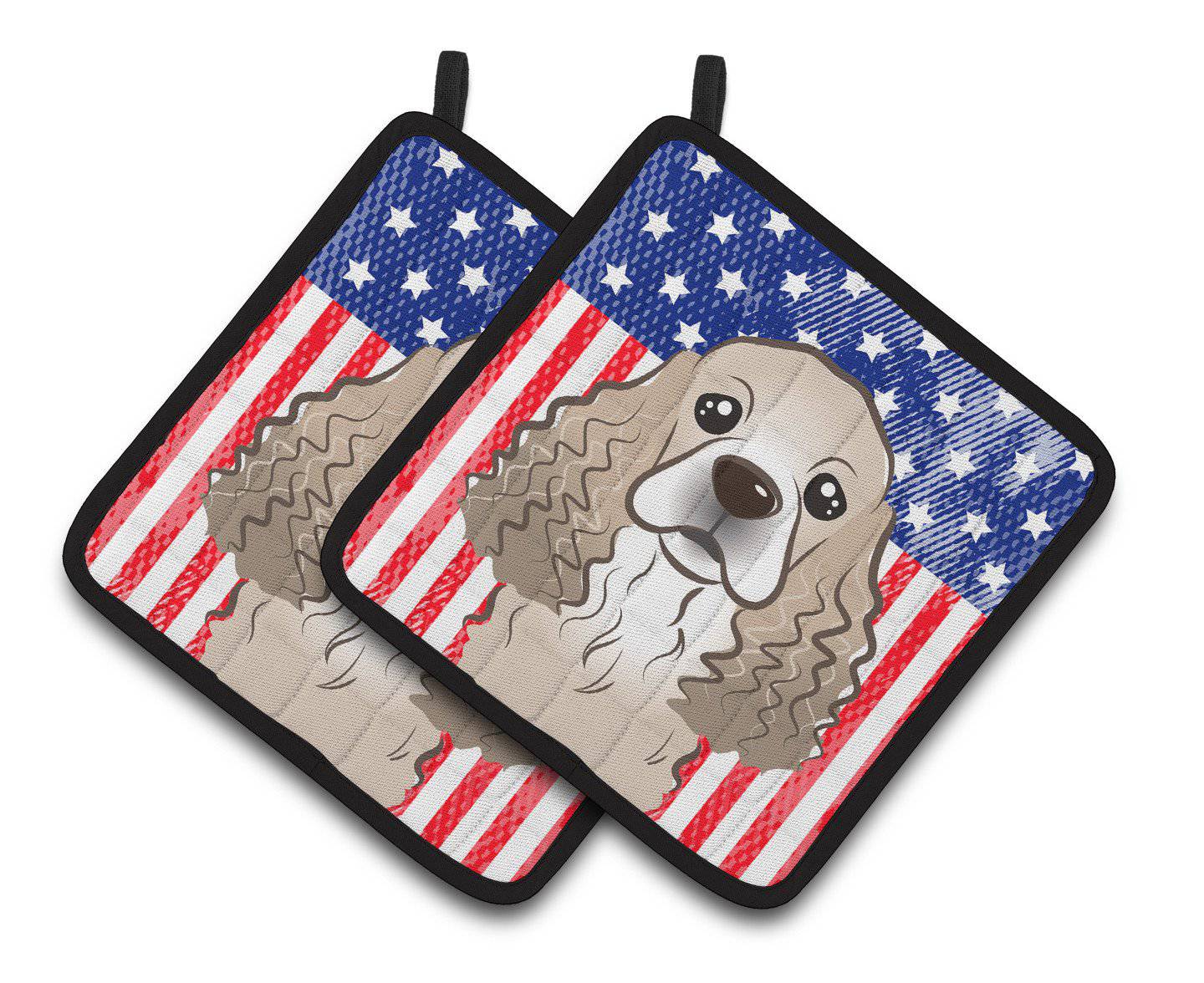 American Flag and Cocker Spaniel Pair of Pot Holders BB2146PTHD - the-store.com