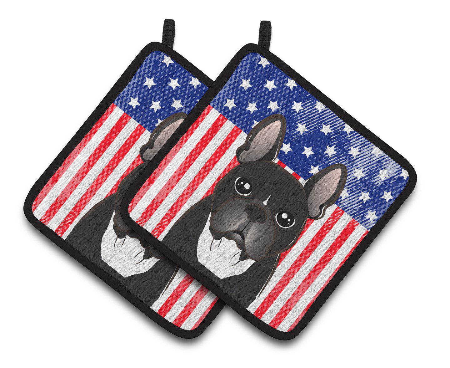 American Flag and French Bulldog Pair of Pot Holders BB2157PTHD - the-store.com