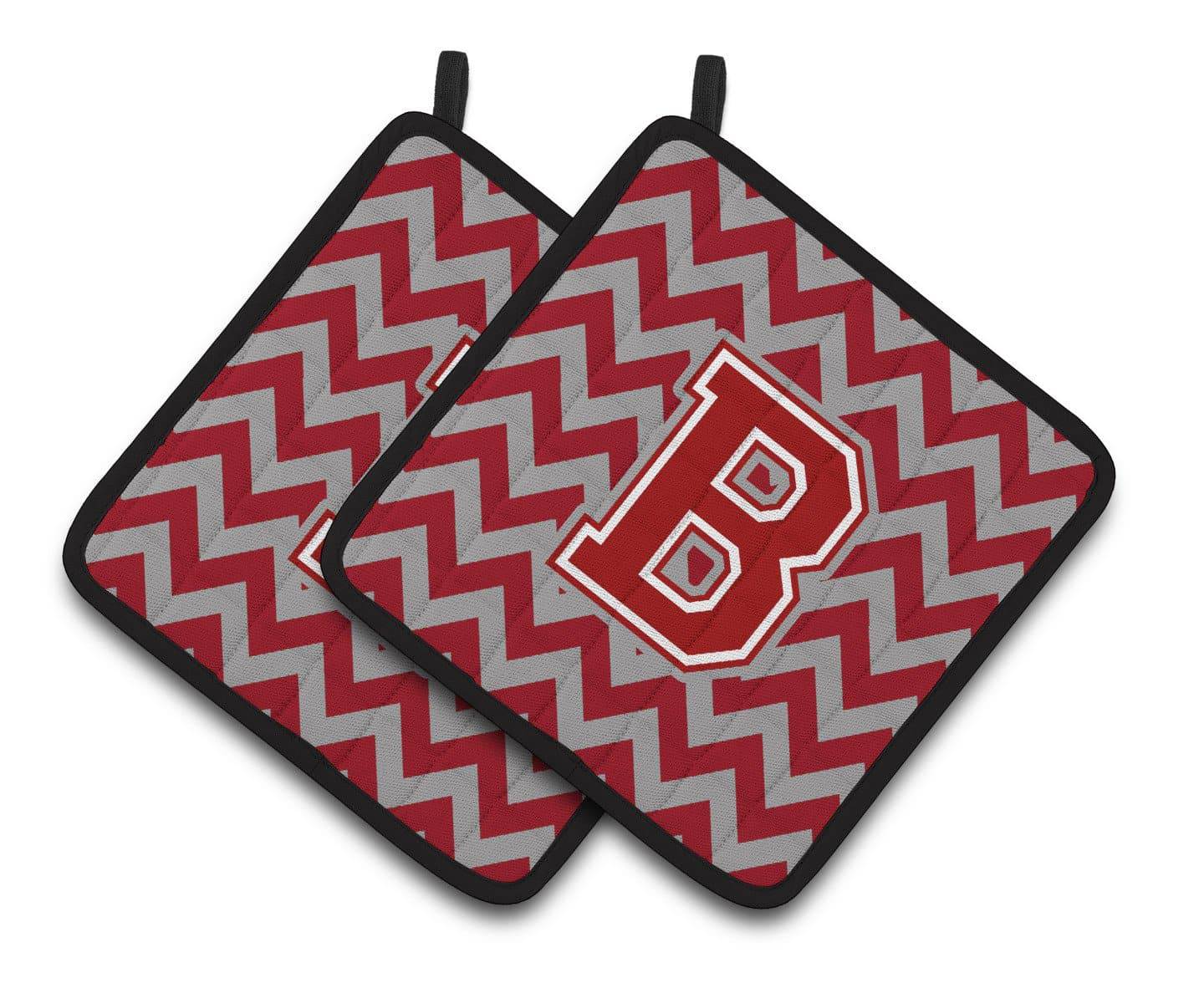 Letter B Chevron Maroon and White Pair of Pot Holders CJ1049-BPTHD - the-store.com