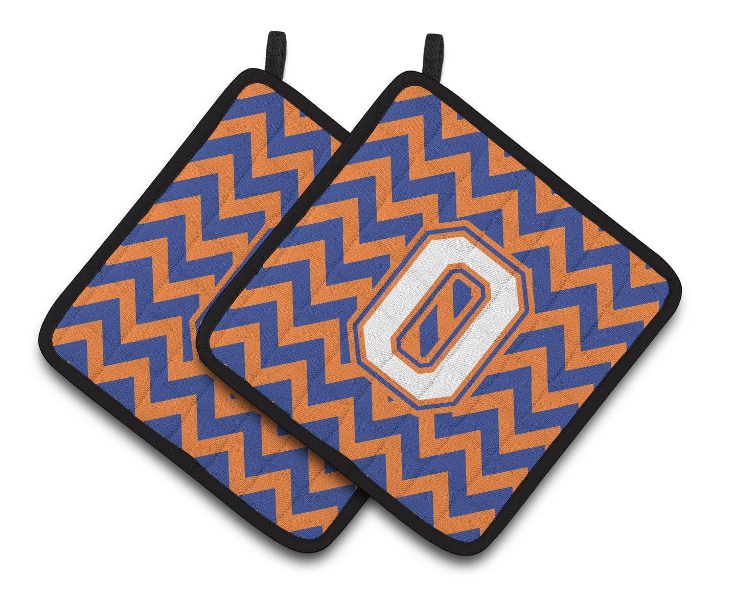 Letter O Chevron Blue and Orange #3 Pair of Pot Holders CJ1060-OPTHD - the-store.com