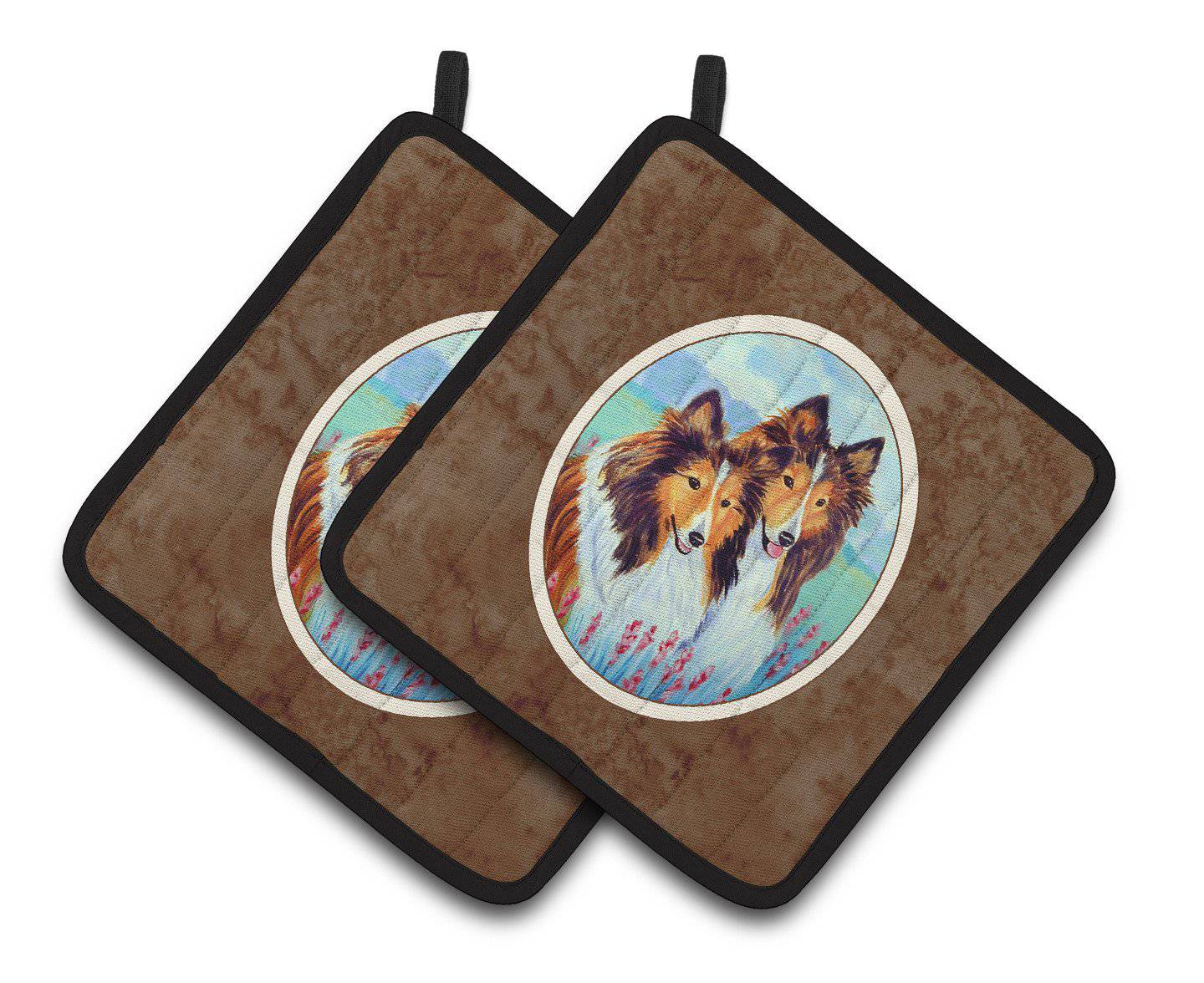 Sable Shelties Double Trouble Pair of Pot Holders 7086PTHD - the-store.com