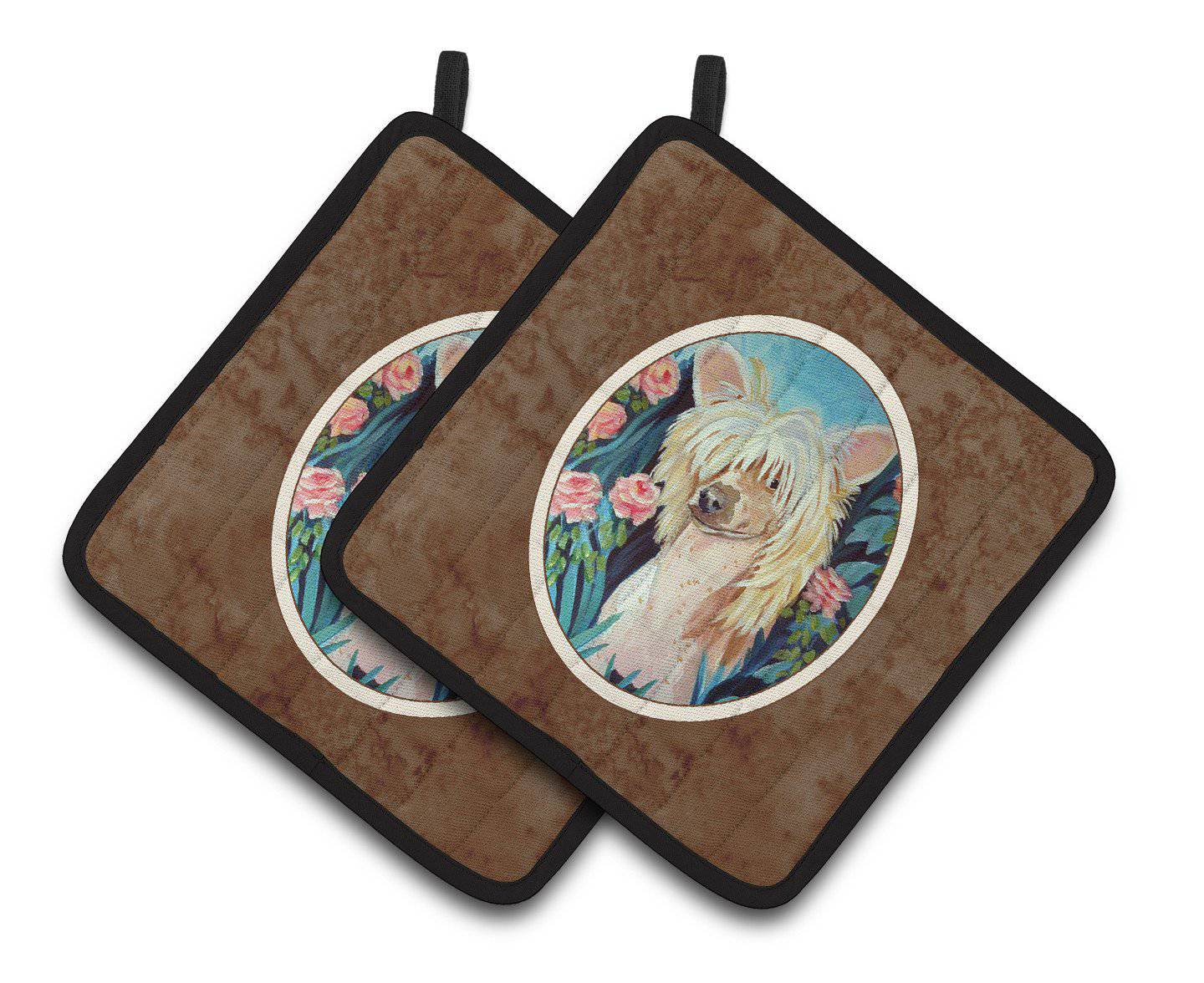 Chinese Crested Pair of Pot Holders 7087PTHD - the-store.com