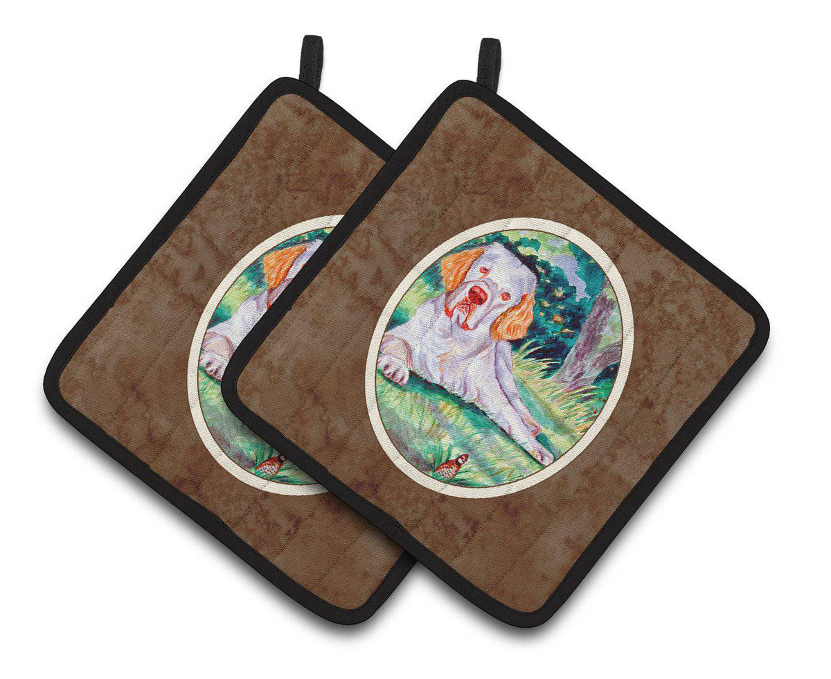 Clumber Spaniel Pair of Pot Holders 7113PTHD - the-store.com