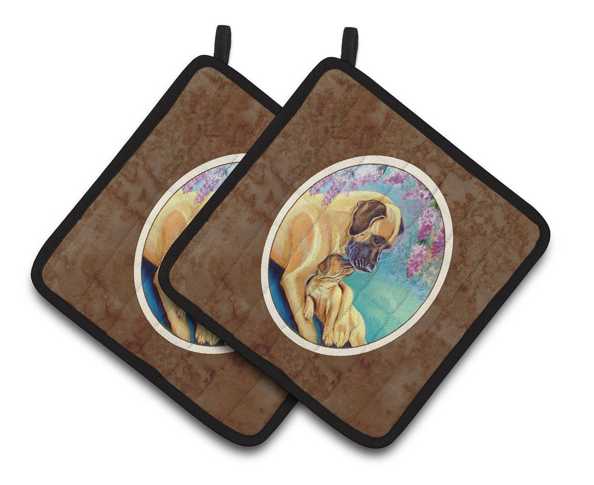 Great Dane and puppy Pair of Pot Holders 7233PTHD - the-store.com