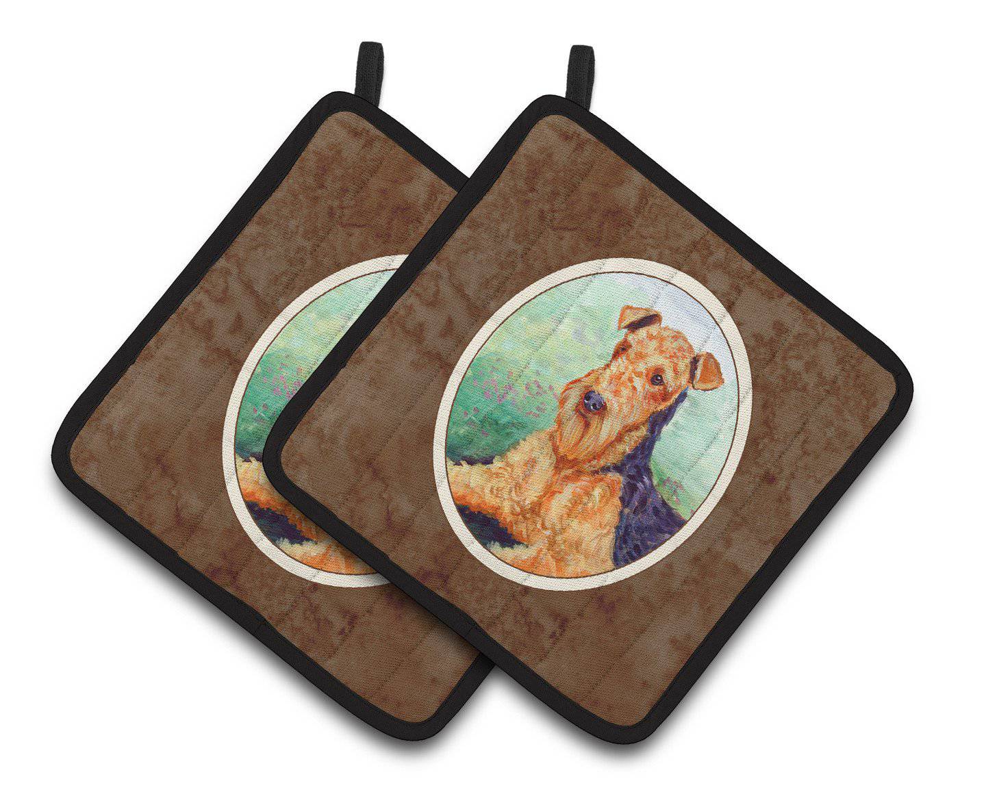 Airedale Terrier Pair of Pot Holders 7239PTHD - the-store.com