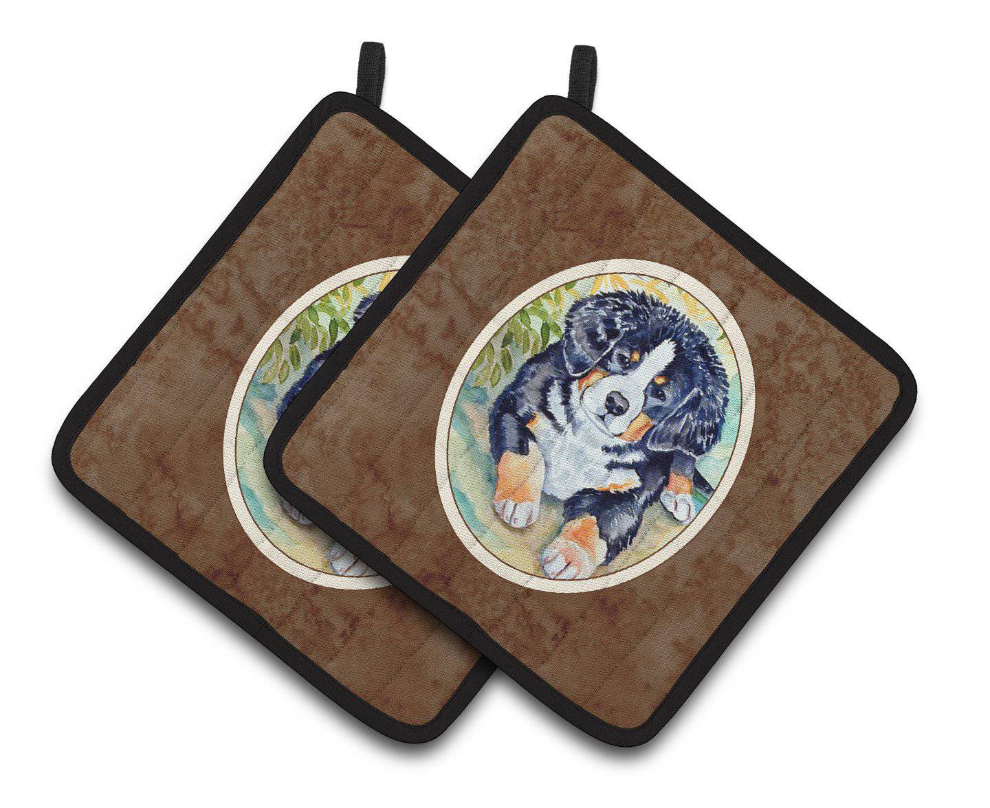 Bernese Mountain Dog Puppy Pair of Pot Holders 7010PTHD - the-store.com