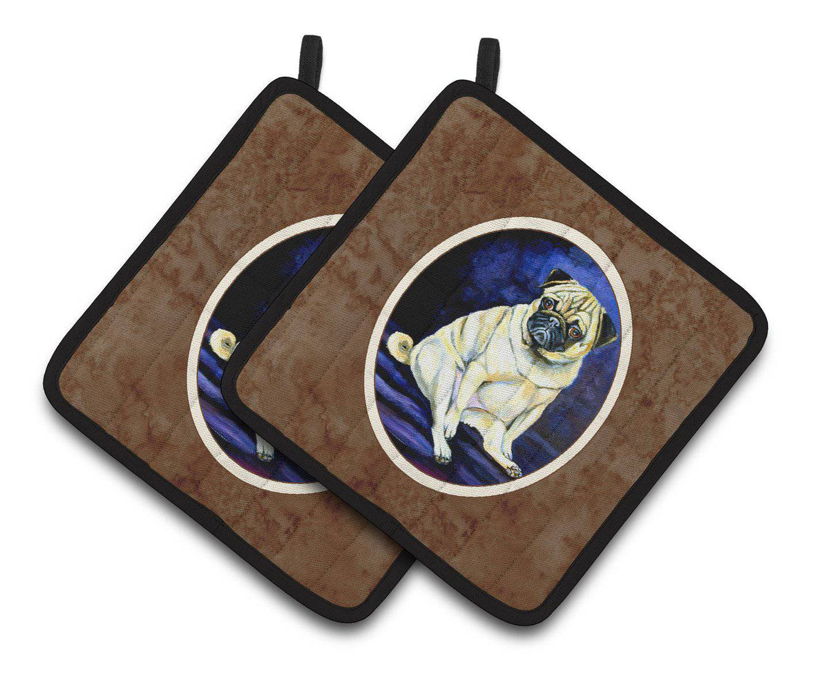 Fawn Pug Penny for your thoughts Pair of Pot Holders 7026PTHD - the-store.com