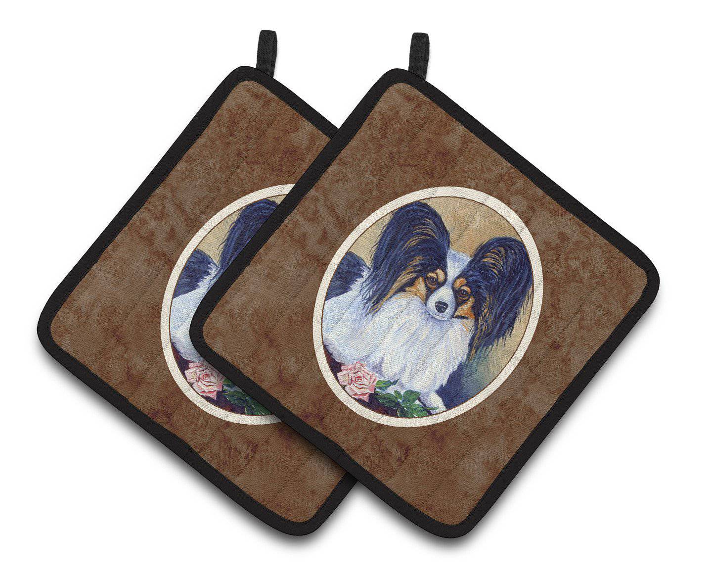 Papillon A Rose for you Pair of Pot Holders 7037PTHD - the-store.com