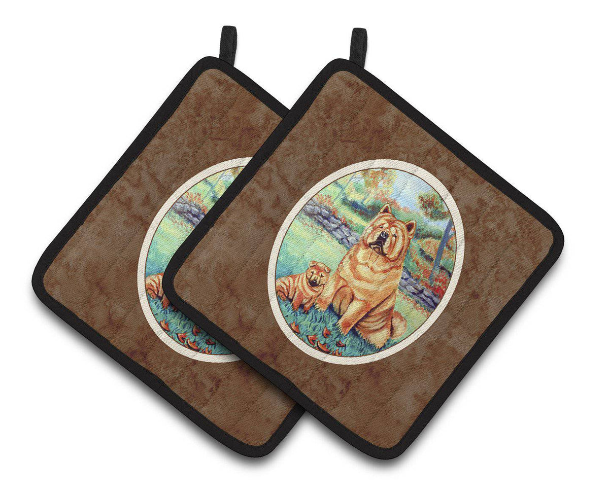 Chow Chow Momma&#39;s Love Pair of Pot Holders 7057PTHD - the-store.com