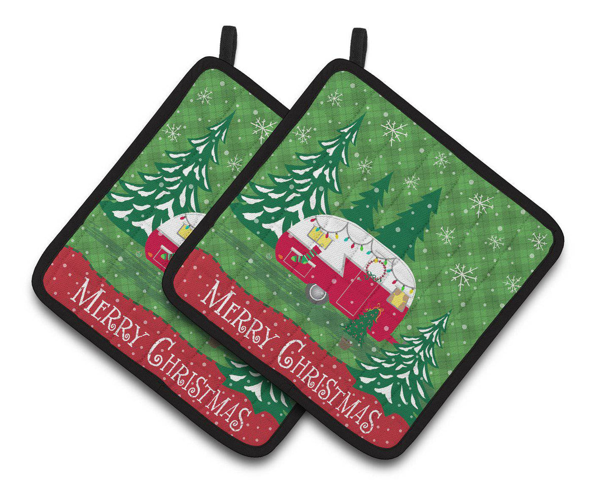 Christmas Vintage Glamping Trailer Pair of Pot Holders VHA3018PTHD - the-store.com