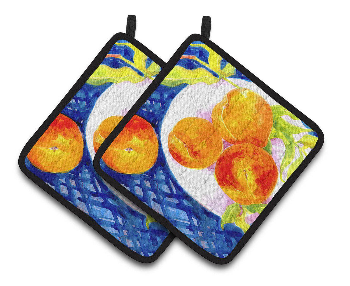Bowl of Peaches Pair of Pot Holders 6110PTHD - the-store.com