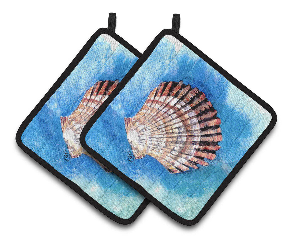 Scallop Sea Shell Pair of Pot Holders 8008PTHD - the-store.com