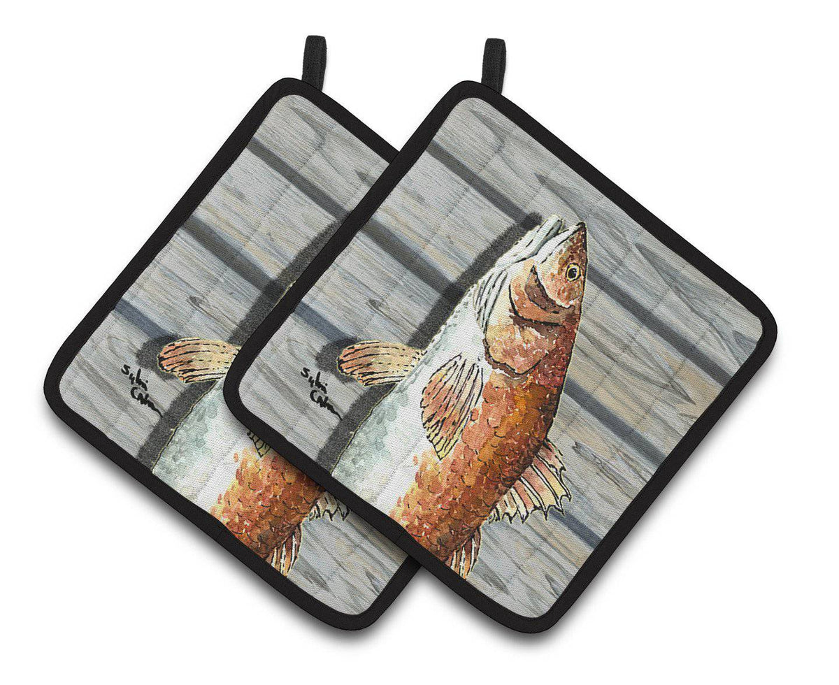 Red Fish Pair of Pot Holders 8489PTHD - the-store.com
