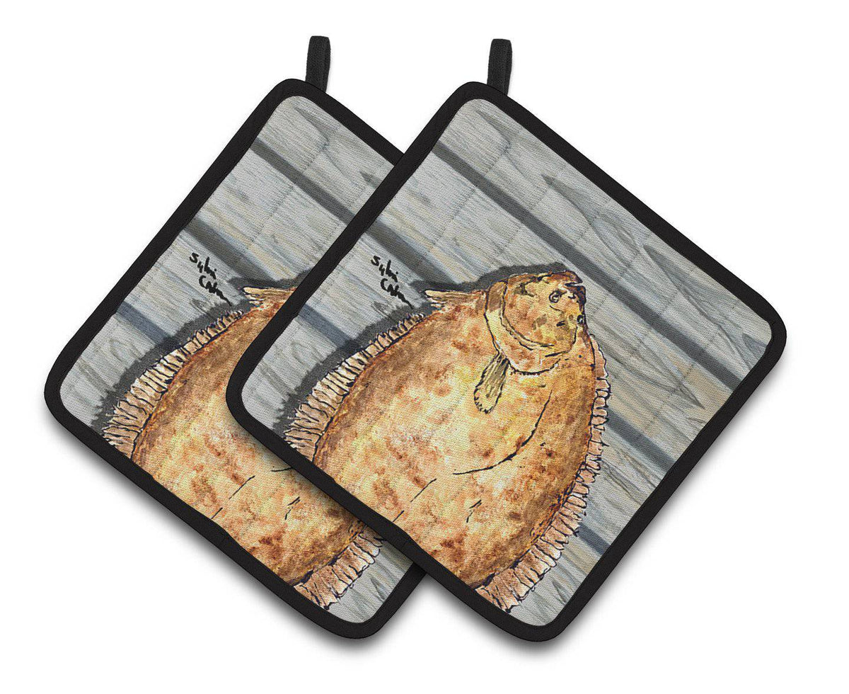 Fish Flounder Pair of Pot Holders 8495PTHD - the-store.com