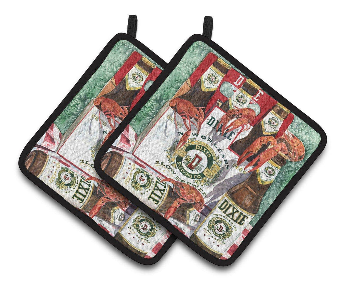 Dixie Beer and Crawfish New Orleans Pair of Pot Holders 8541PTHD - the-store.com