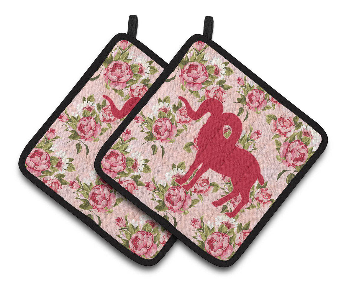 Sheep Shabby Chic Pink Roses   Pair of Pot Holders BB1007-RS-PK-PTHD - the-store.com