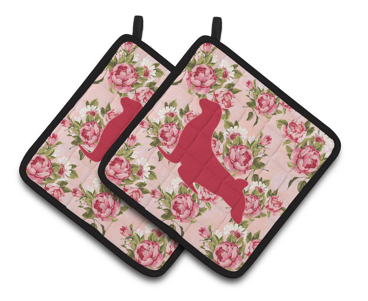 Seal Shabby Chic Pink Roses  Pair of Pot Holders BB1027-RS-PK-PTHD - the-store.com