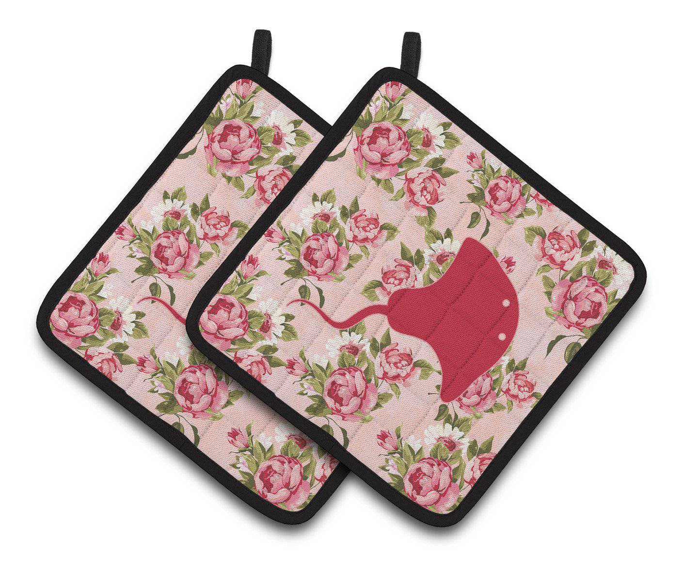 Stingray Shabby Chic Pink Roses  Pair of Pot Holders BB1095-RS-PK-PTHD - the-store.com
