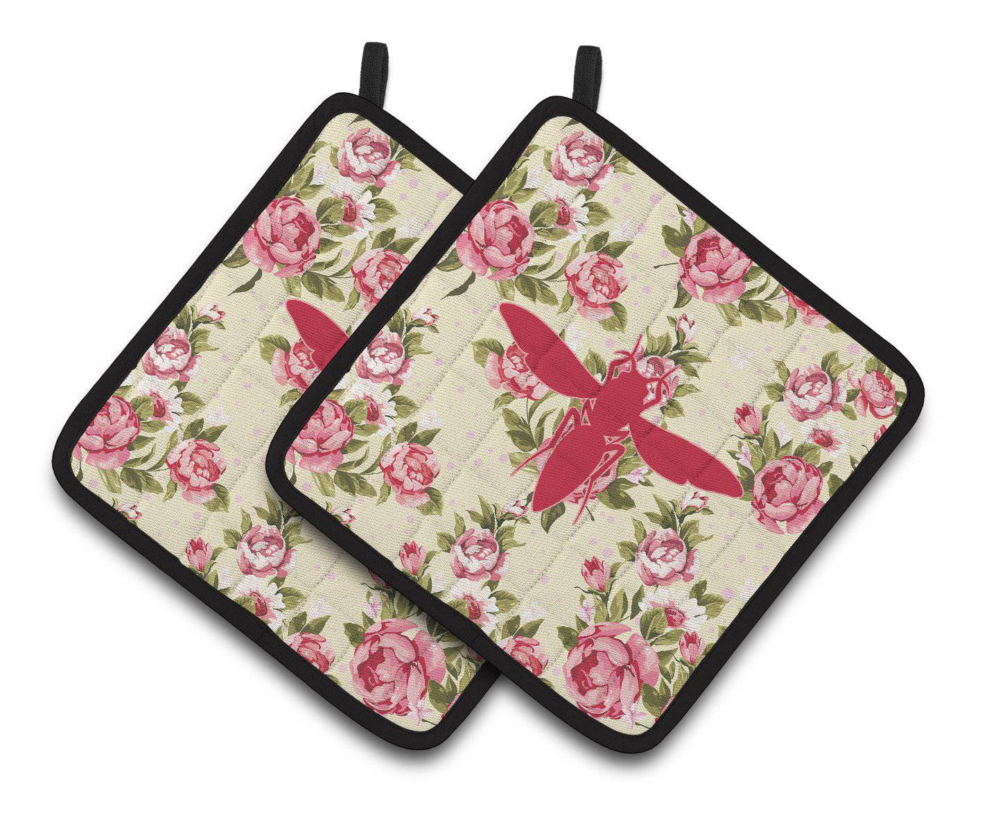 Yellow Jacket Shabby Chic Yellow Roses  Pair of Pot Holders BB1053-RS-YW-PTHD - the-store.com
