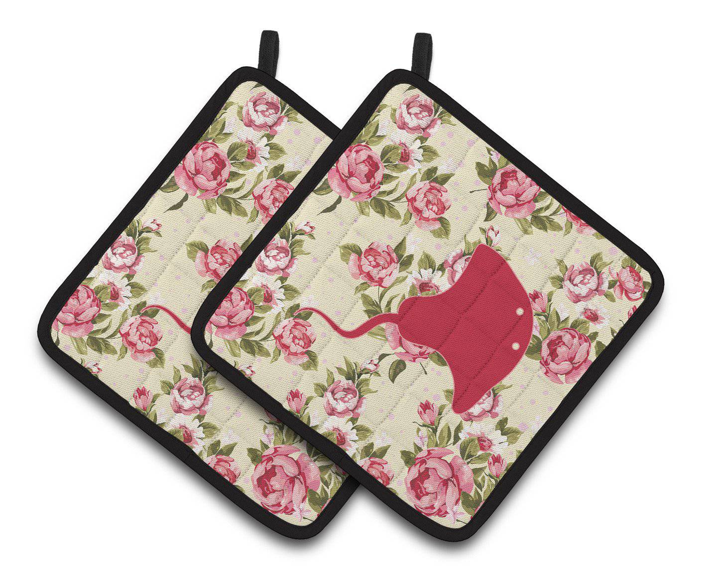 Stingray Shabby Chic Yellow Roses  Pair of Pot Holders BB1095-RS-YW-PTHD - the-store.com