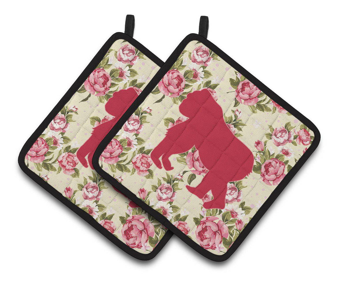 Gorilla Shabby Chic Yellow Roses  Pair of Pot Holders BB1129-RS-YW-PTHD - the-store.com