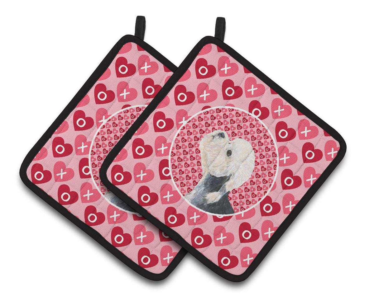 Dandie Dinmont Terrier Hearts Love Valentine&#39;s Day Pair of Pot Holders SS4503PTHD - the-store.com