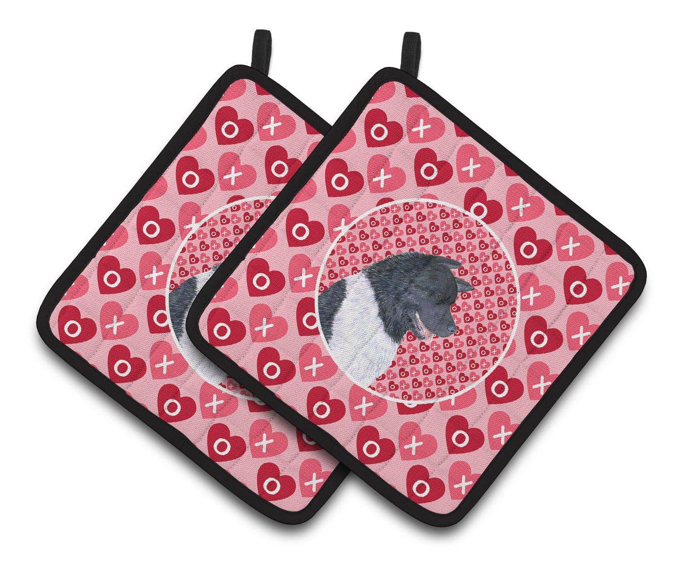 Akita Hearts Love and Valentine's Day Portrait Pair of Pot Holders SS4521PTHD - the-store.com