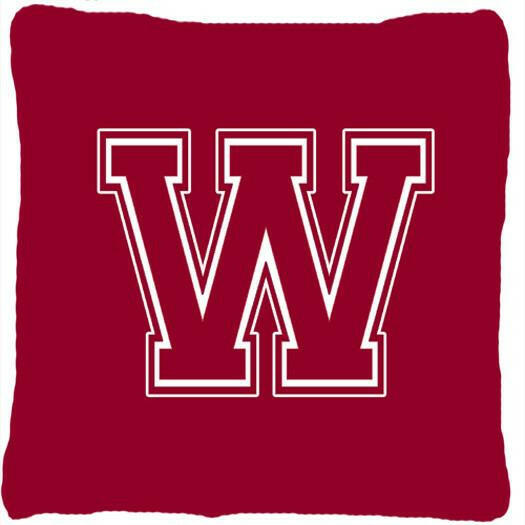Monogram Initial W Maroon and White Decorative   Canvas Fabric Pillow CJ1032 - the-store.com