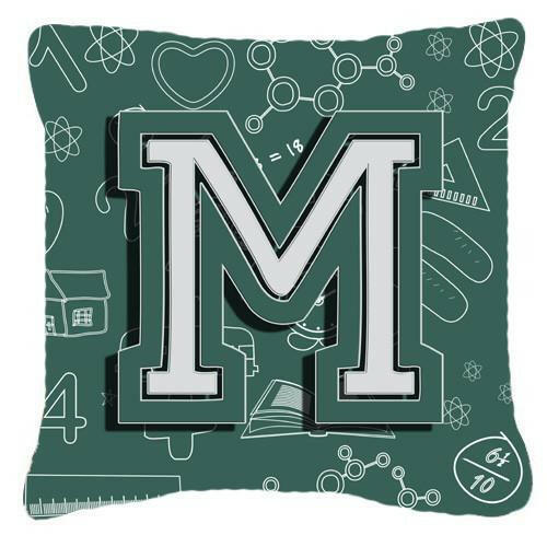 Letter M Back to School Initial Canvas Fabric Decorative Pillow CJ2010-MPW1414 by Caroline&#39;s Treasures