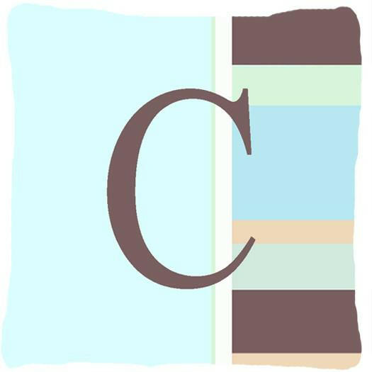 Letter C Initial Monogram - Blue Stripes Decorative   Canvas Fabric Pillow - the-store.com