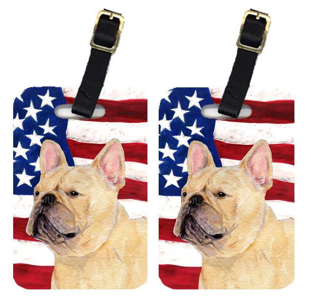 Pair of USA American Flag with French Bulldog Luggage Tags SS4047BT by Caroline&#39;s Treasures