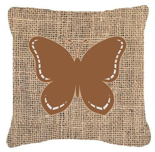 Butterfly Burlap and Brown   Canvas Fabric Decorative Pillow BB1035 - the-store.com