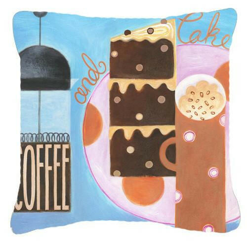 Kitchen Collection Coffee and Cake Canvas Decorative Pillow BCBR0116PW1414 - the-store.com