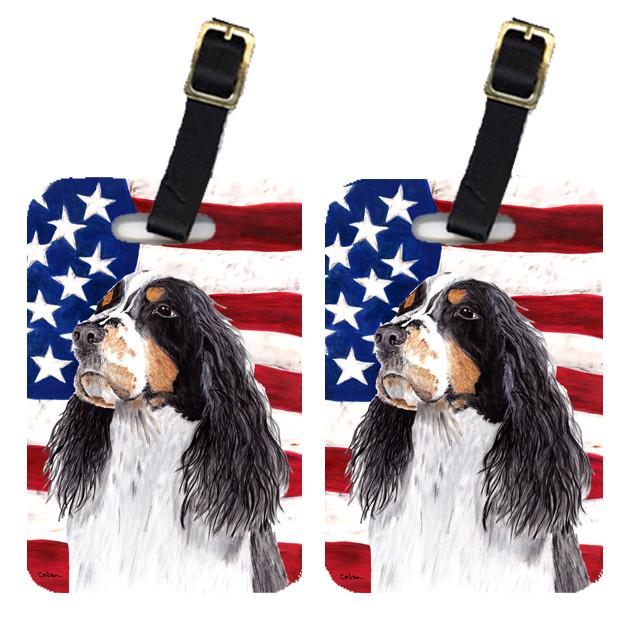 Pair of USA American Flag with Springer Spaniel Luggage Tags SC9016BT by Caroline&#39;s Treasures
