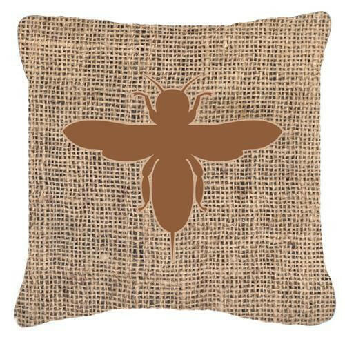 Bee Burlap and Brown   Canvas Fabric Decorative Pillow BB1057 - the-store.com