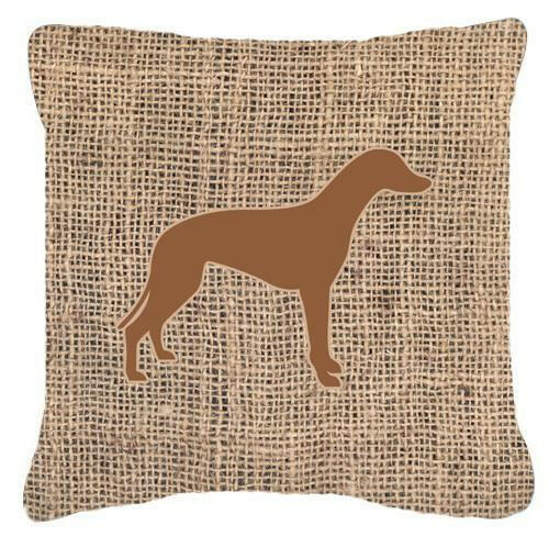 Greyhound Burlap and Brown   Canvas Fabric Decorative Pillow BB1086 - the-store.com