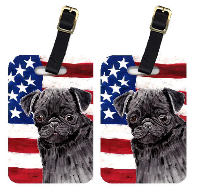 Pair of USA American Flag with Pug Luggage Tags SC9011BT by Caroline&#39;s Treasures