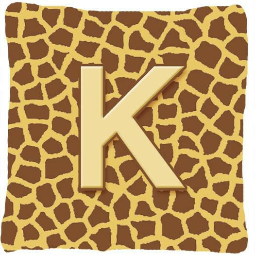 Monogram Initial K Giraffe Decorative   Canvas Fabric Pillow CJ1025 - the-store.com