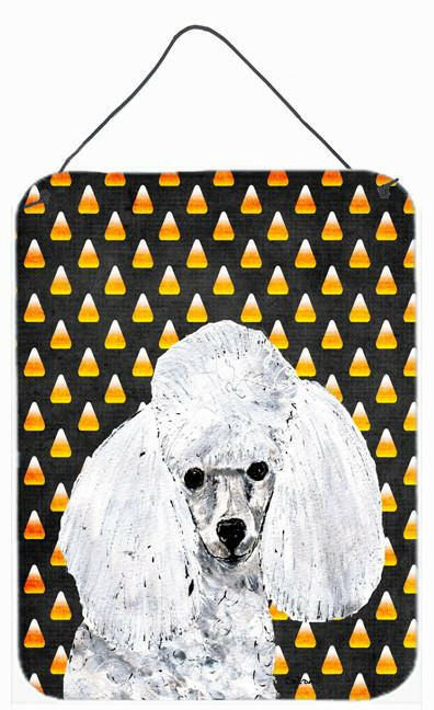 White Toy Poodle Candy Corn Halloween Wall or Door Hanging Prints SC9653DS1216 by Caroline&#39;s Treasures