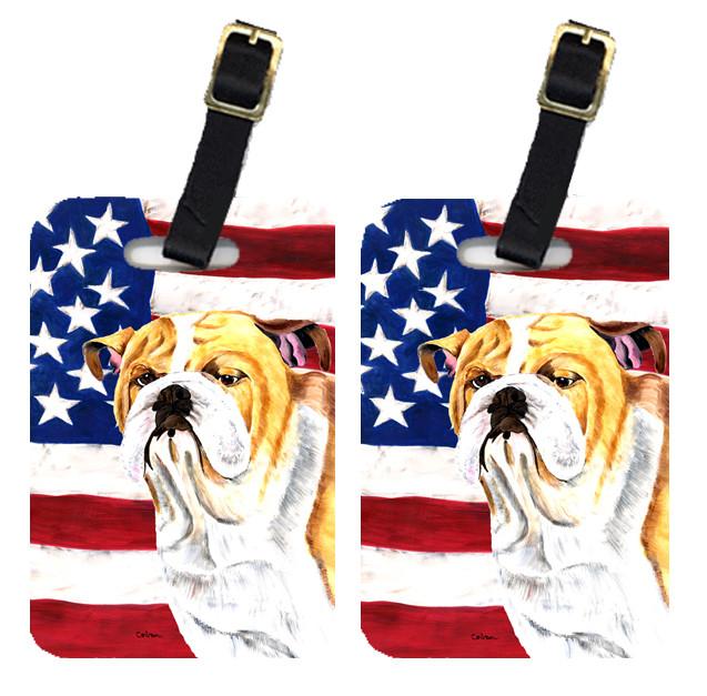 Pair of USA American Flag with Bulldog English Luggage Tags SC9002BT by Caroline&#39;s Treasures