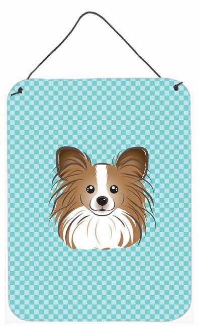 Checkerboard Blue Papillon Wall or Door Hanging Prints BB1186DS1216 by Caroline&#39;s Treasures