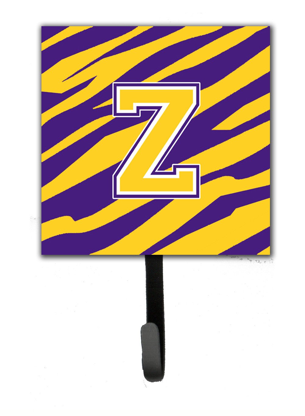 Tiger Stripe - Purple Gold Leash Holder or Key Hook Initial Z by Caroline's Treasures