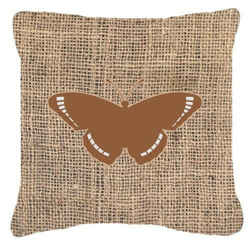 Butterfly Burlap and Brown   Canvas Fabric Decorative Pillow BB1038 - the-store.com