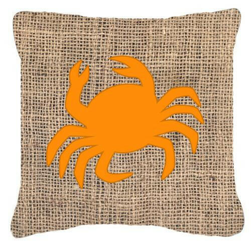 Crab Burlap and Orange   Canvas Fabric Decorative Pillow BB1024 - the-store.com