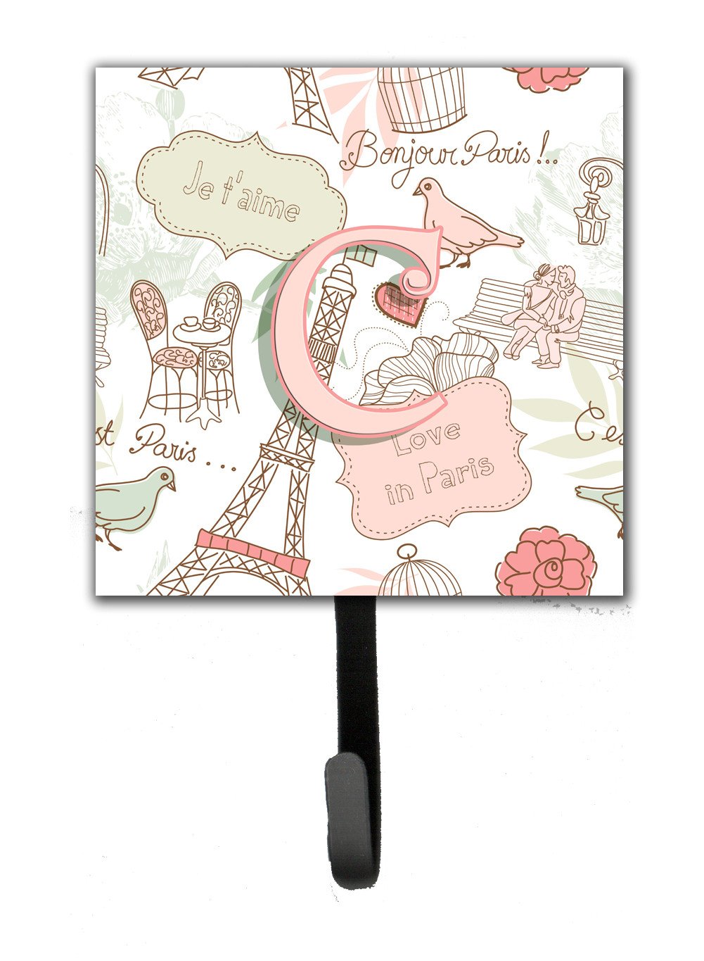 Letter C Love in Paris Pink Leash or Key Holder CJ2002-CSH4 by Caroline&#39;s Treasures