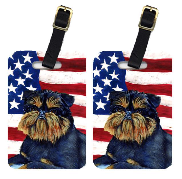 Pair of USA American Flag with Brussels Griffon Luggage Tags LH9027BT by Caroline&#39;s Treasures