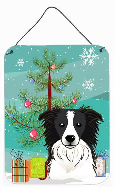 Christmas Tree and Border Collie Wall or Door Hanging Prints BB1613DS1216 by Caroline&#39;s Treasures