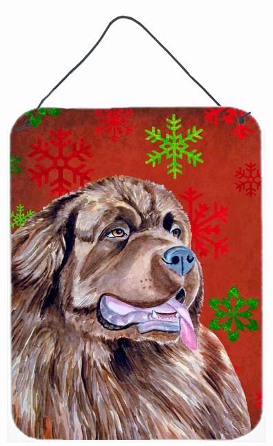 Newfoundland Red and Green Snowflakes Christmas Wall or Door Hanging Prints by Caroline's Treasures